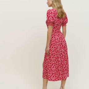 Women's Floral Print Slit Long Dress