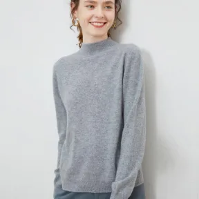 Half-high-neck Solid-color Loose-fit Pullover Knit Sweater