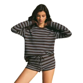 Arrival Striped Long-sleeve Shorts Two-piece Set