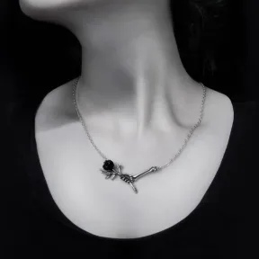 Love Never Dies  Skeleton Rose Necklace