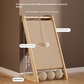 Upright Solid Wood Sisal Cat Scratching Postno Flaking