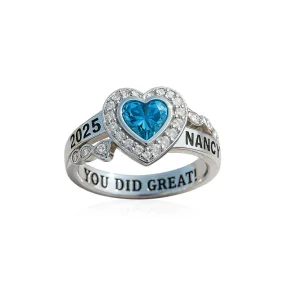 Engraved Diamond Studded European And American School Class Ring
